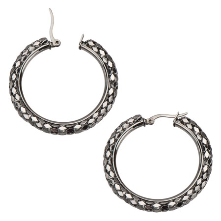 Stainless Steel Sparkle Hoop - 30mm - Click Image to Close